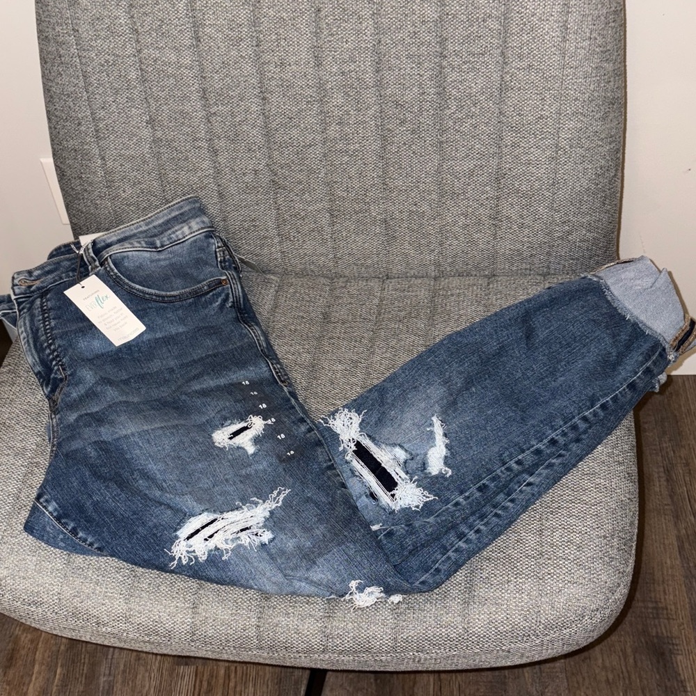Maurices Blue Distressed Ankle Jeans